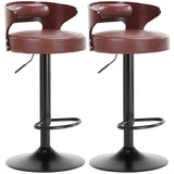 Round Leather Seat Adjustable Pedestal Swivel Bar Stool Image - 18