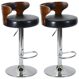 Round Leather Seat Adjustable Pedestal Swivel Bar Stool Image - 23