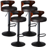 Round Leather Seat Adjustable Pedestal Swivel Bar Stool Image - 24