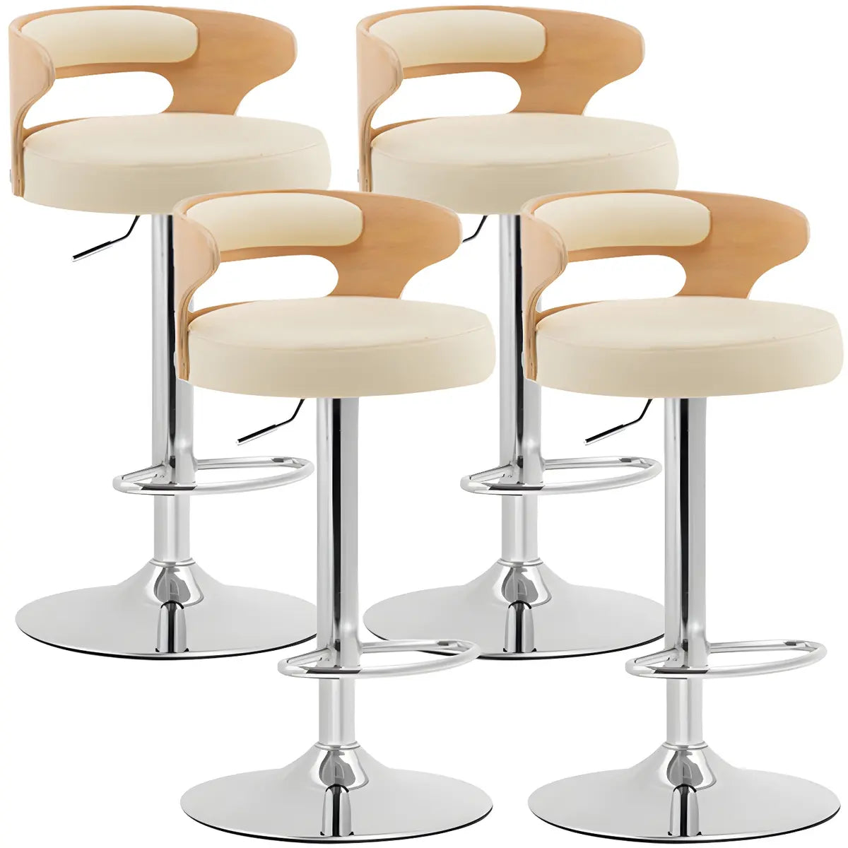 Round Leather Seat Adjustable Pedestal Swivel Bar Stool Image - 27