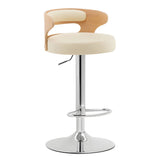 Round Leather Seat Adjustable Pedestal Swivel Bar Stool Image - 28