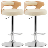 Round Leather Seat Adjustable Pedestal Swivel Bar Stool Image - 29