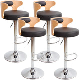 Round Leather Seat Adjustable Pedestal Swivel Bar Stool Image - 33