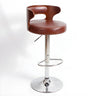 Round Leather Seat Adjustable Pedestal Swivel Bar Stool Image - 37