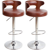 Round Leather Seat Adjustable Pedestal Swivel Bar Stool Image - 38