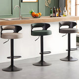 Round Leather Seat Adjustable Pedestal Swivel Bar Stool Image - 6