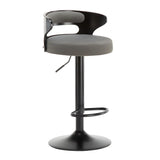 Round Leather Seat Adjustable Pedestal Swivel Bar Stool Image - 9