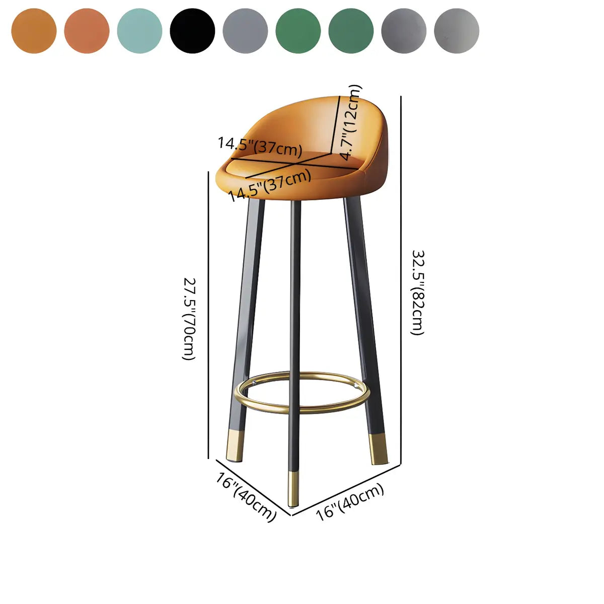 Round Leather Seat Tripod Steel 29 Inch Bar Stools 