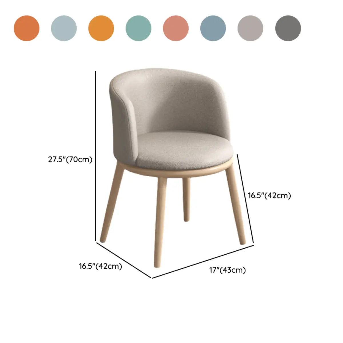 Round Leather Sloped Arm Dining Chair Orange-Brown 