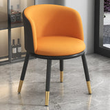 Round Leather Sloped Arm Dining Chair Orange-Brown Image - 14