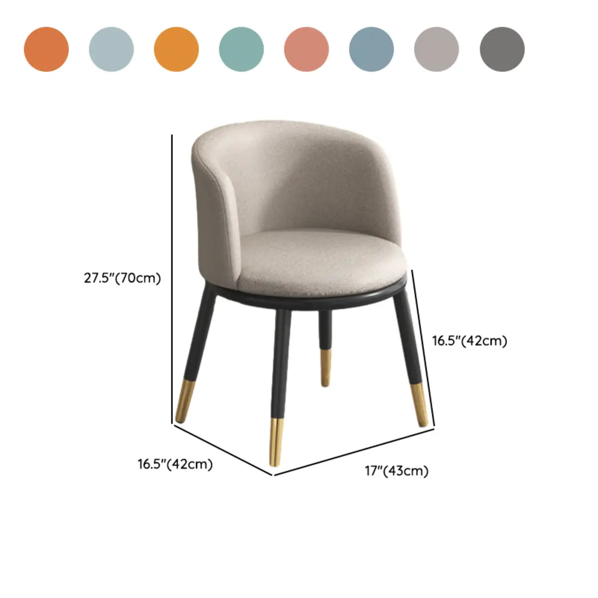 Round Leather Sloped Arm Dining Chair Orange-Brown Image - 50