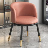 Round Leather Sloped Arm Dining Chair Orange-Brown Image - 24