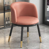 Round Leather Sloped Arm Dining Chair Orange-Brown Image - 24