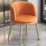 Round Leather Sloped Arm Dining Chair Orange-Brown Image - 25