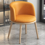 Round Leather Sloped Arm Dining Chair Orange-Brown Image - 32