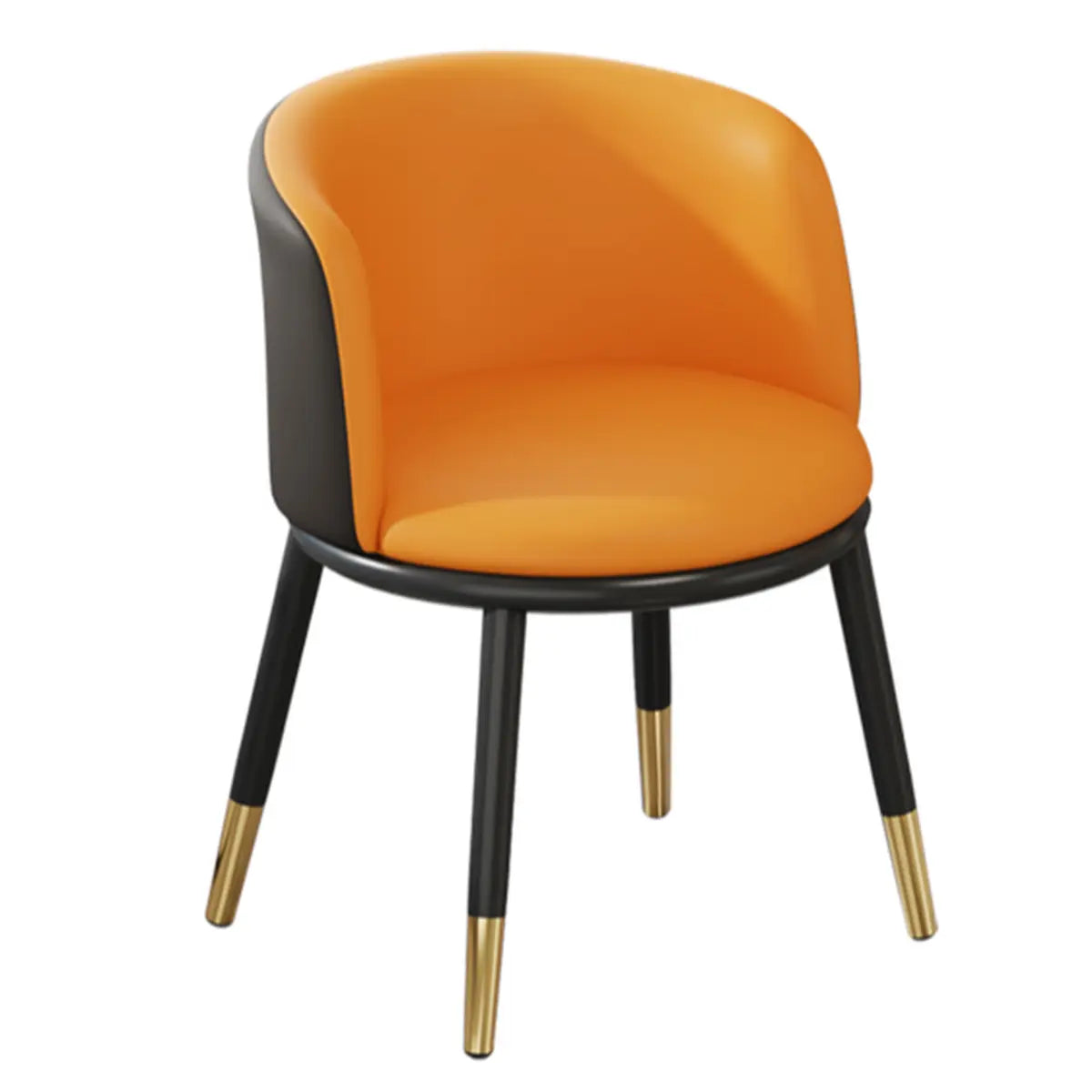 Round Leather Sloped Arm Dining Chair Orange-Brown Image - 9