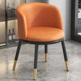 Round Leather Sloped Arm Dining Chair Orange-Brown Image - 43