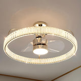 Round Luxury Gold Crystal LED Ceiling Fan with Light Image - 3