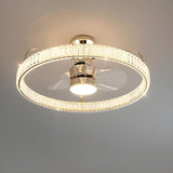 Round Luxury Gold Crystal LED Ceiling Fan with Light Image - 6