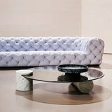 Round Marble Glass Scratch Resistant Coffee Table Image - 1