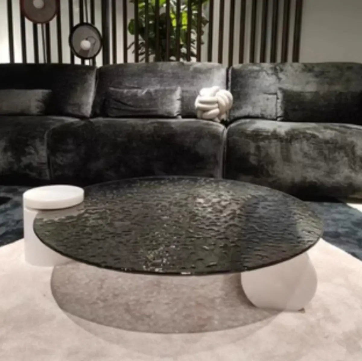 Round Marble Glass Scratch Resistant Coffee Table Image - 3