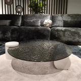 Round Marble Glass Scratch Resistant Coffee Table Image - 3