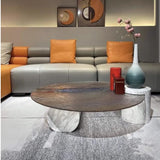 Round Marble Glass Scratch Resistant Coffee Table Image - 4