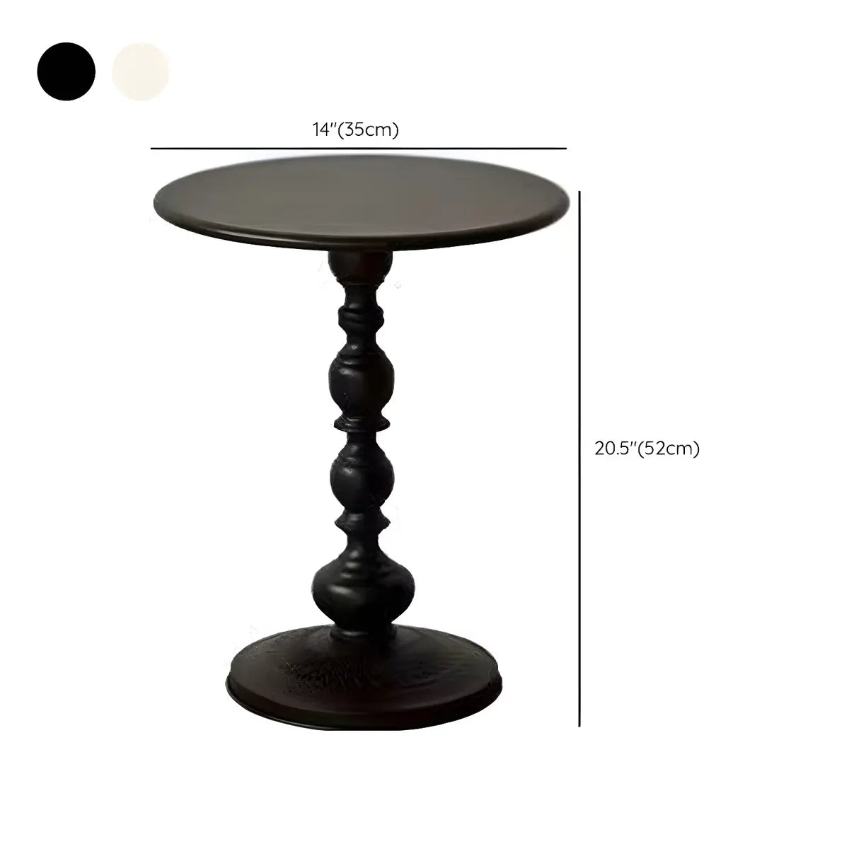 Round Metal Black Chairside Table with Pedestal Base 