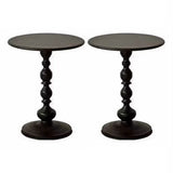 Round Metal Black Chairside Table with Pedestal Base Image - 3