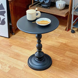 Round Metal Black Chairside Table with Pedestal Base Image - 4