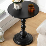 Round Metal Black Chairside Table with Pedestal Base Image - 5