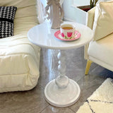 Round Metal Black Chairside Table with Pedestal Base Image - 6