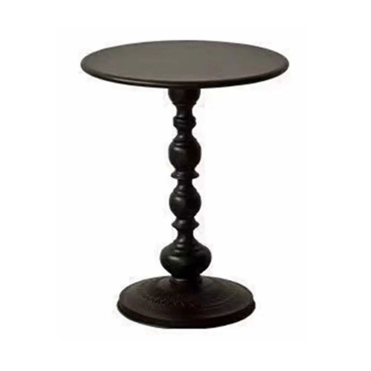 Round Metal Black Chairside Table with Pedestal Base Image - 7