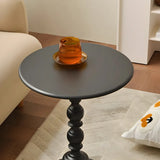 Round Metal Black Chairside Table with Pedestal Base Image - 9