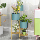 Round Metal Holder Indoor 6-Tier Pot Plant Stand Blue Image - 1