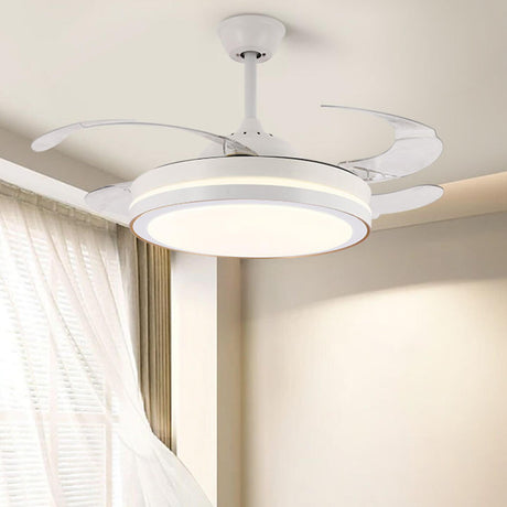 Round Modern 4 Clear Blade LED Ceiling Fan with Light Image - 1