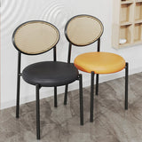 Round Open Back Leather Armless Dining Chair Orange Image - 20