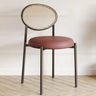 Round Open Back Leather Armless Dining Chair Orange Image - 21