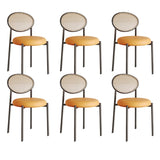 Round Open Back Leather Armless Dining Chair Orange Image - 35