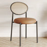 Round Open Back Leather Armless Dining Chair Orange Image - 37