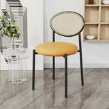 Round Open Back Leather Armless Dining Chair Orange Image - 8