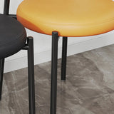 Round Open Back Leather Armless Dining Chair Orange Image - 12