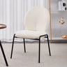 Round Sherpa Upholstered Metal Dining Chairs White Image - 28