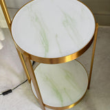 Round Side Table and Dome Gold Adjustable Floor Lamp Image - 11