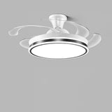 Round Simple Retractable Blade Modern Ceiling Fan Light Image - 11