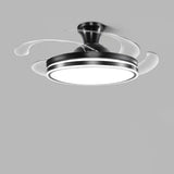 Round Simple Retractable Blade Modern Ceiling Fan Light Image - 12