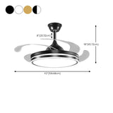 Round Simple Retractable Blade Modern Ceiling Fan Light #size