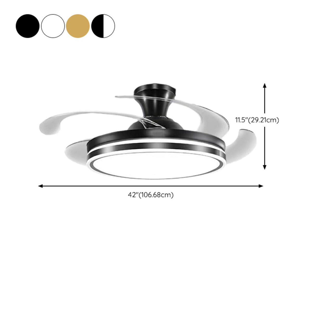 Round Simple Retractable Blade Modern Ceiling Fan Light Image - 18