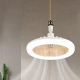 Round Simple White Bladeless Pendant Fan with Light Image - 14