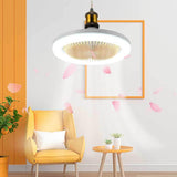 Round Simple White Bladeless Pendant Fan with Light Image - 6